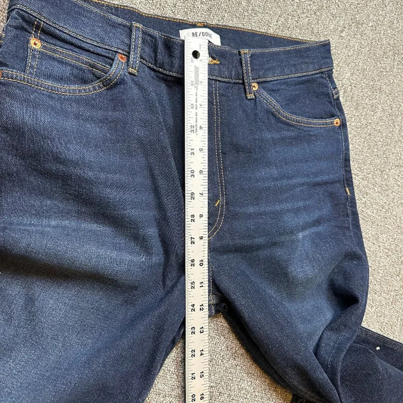 RE/DONE 70s Straight High-Rise Jeans in Dark Blue Denim Wash Size 30 - Picture 7 of 7